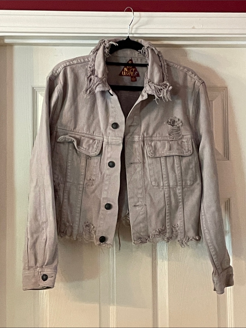 Signature 8 Distressed Cropped Jean Jacket - Pale Lavender